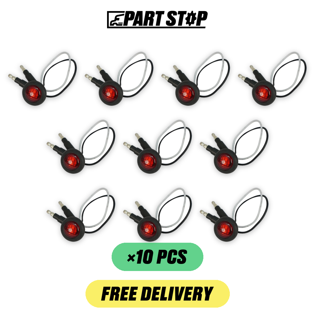 3/4" Small Round LED Side Marker Lights Red Truck Trailer Cl — 10-Pack — pack photo 2