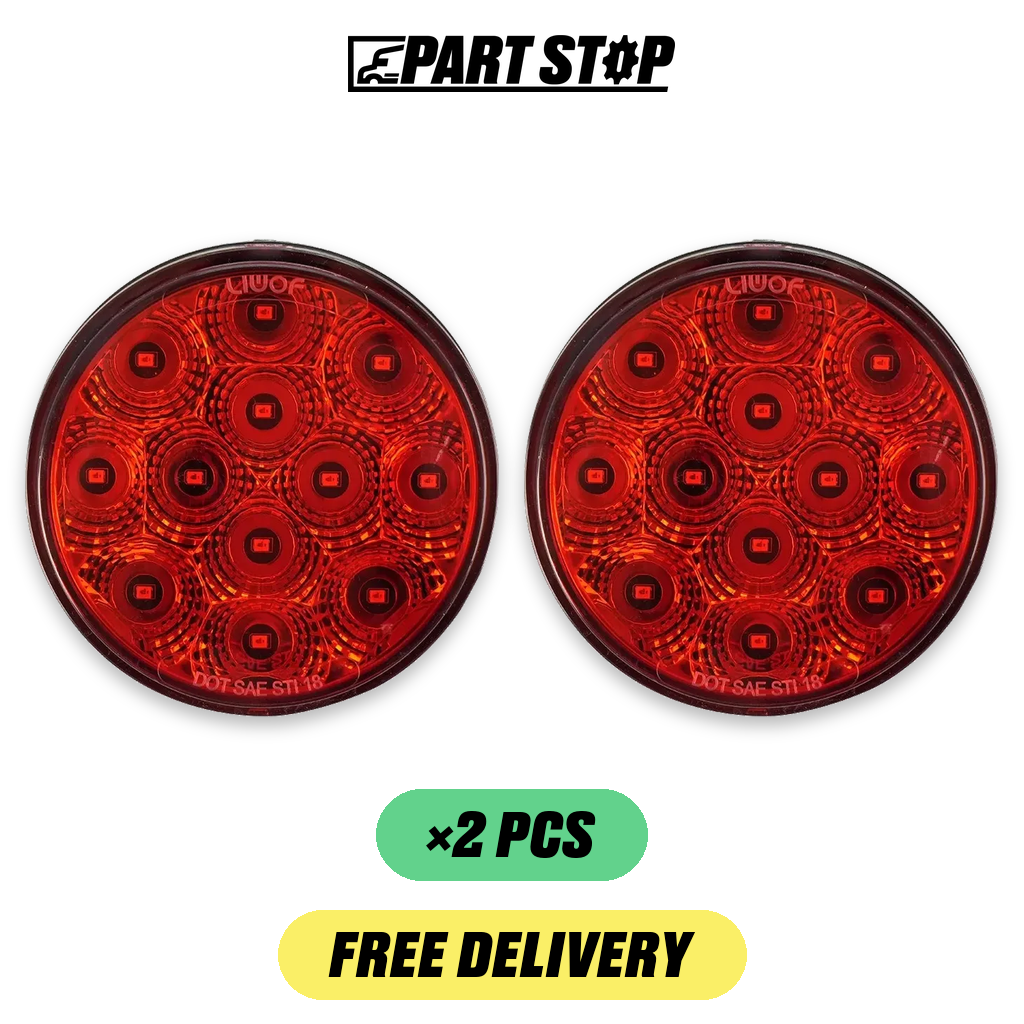 LED Trailer 4 Inch Stop Turn Tail Round Flange Mount — 2-Pack — pack photo 2