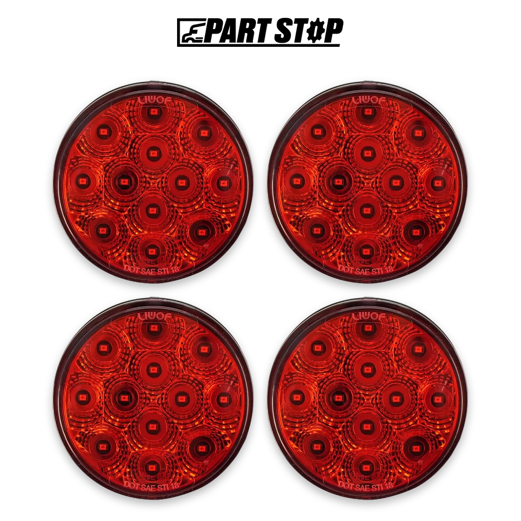 LED Trailer 4 Inch Stop Turn Tail Round Flange Mount — 4-Pack