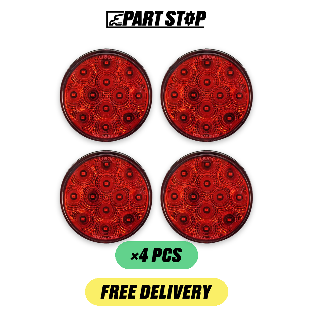 LED Trailer 4 Inch Stop Turn Tail Round Flange Mount — 4-Pack — pack photo 2