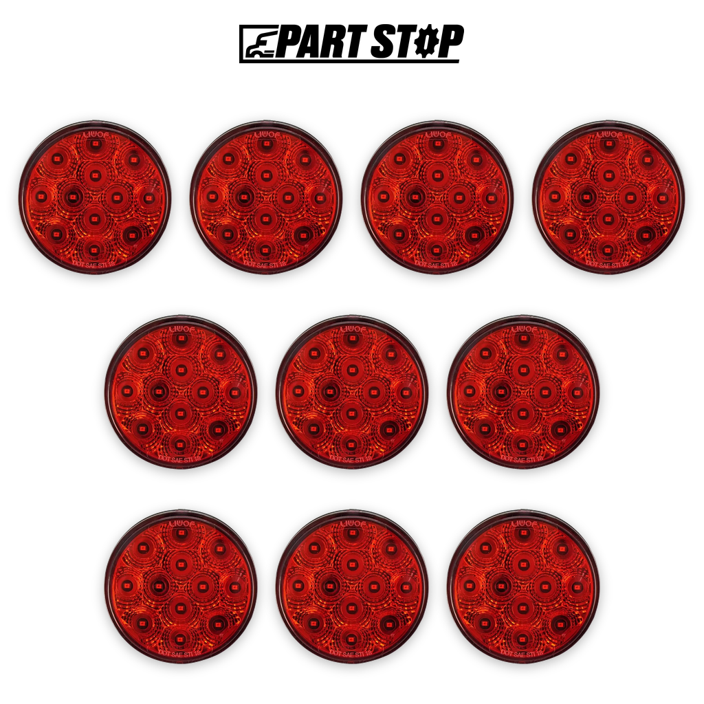LED Trailer 4 Inch Stop Turn Tail Round Flange Mount — 10-Pack