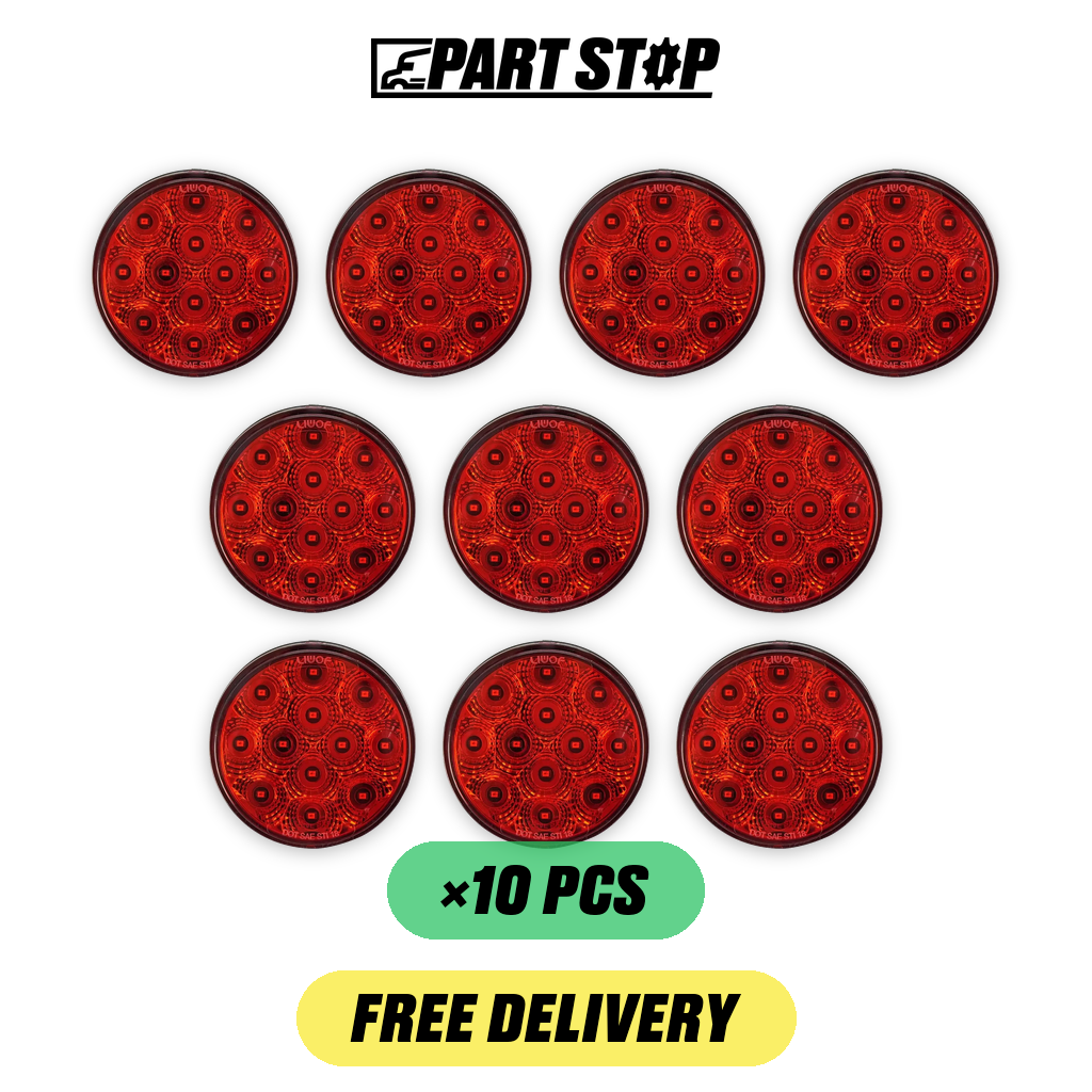 LED Trailer 4 Inch Stop Turn Tail Round Flange Mount — 10-Pack — pack photo 2