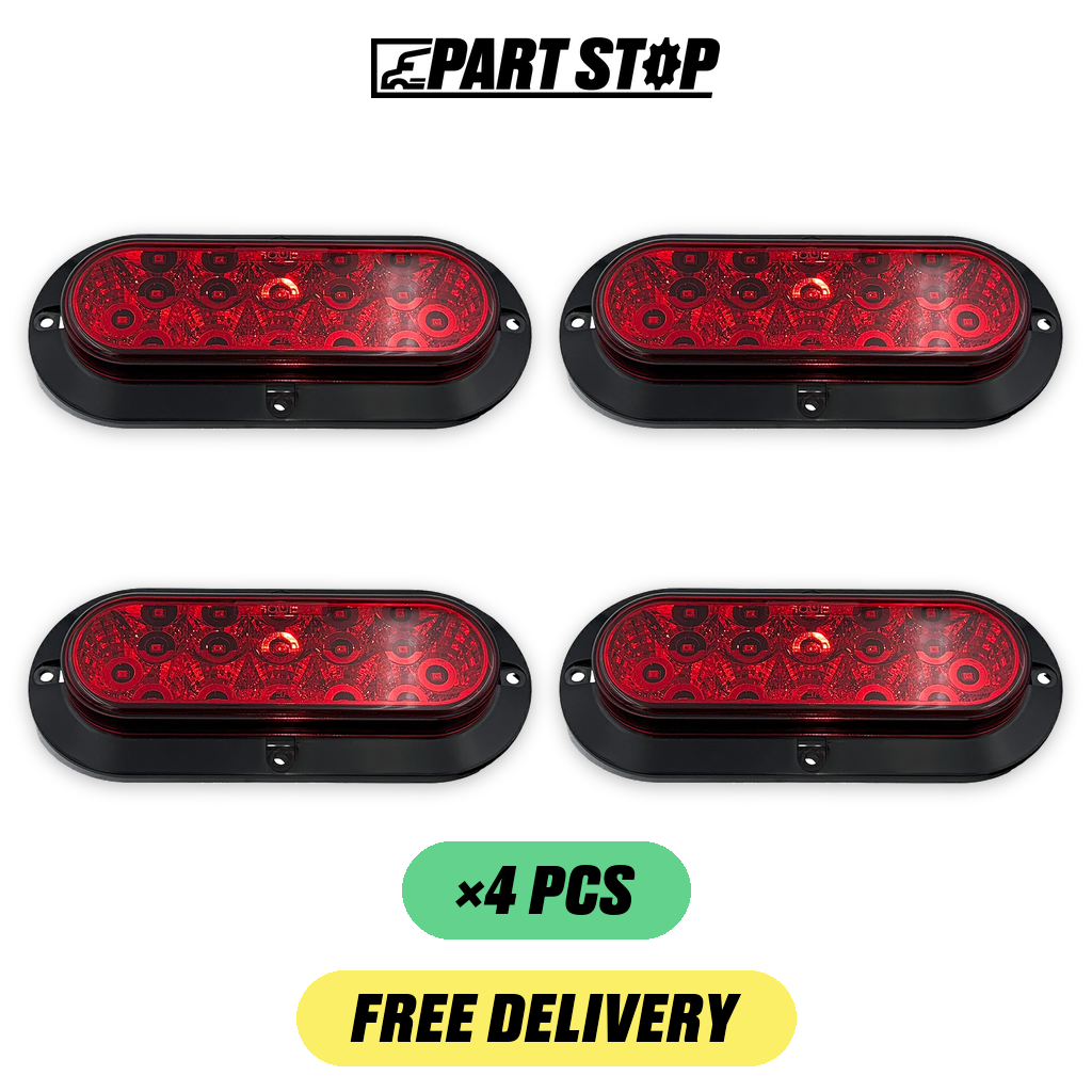 Nilight TL-01 6 inch Oval Red 10 LEDs Trailer Tail Light Sto — 4-Pack — pack photo 2