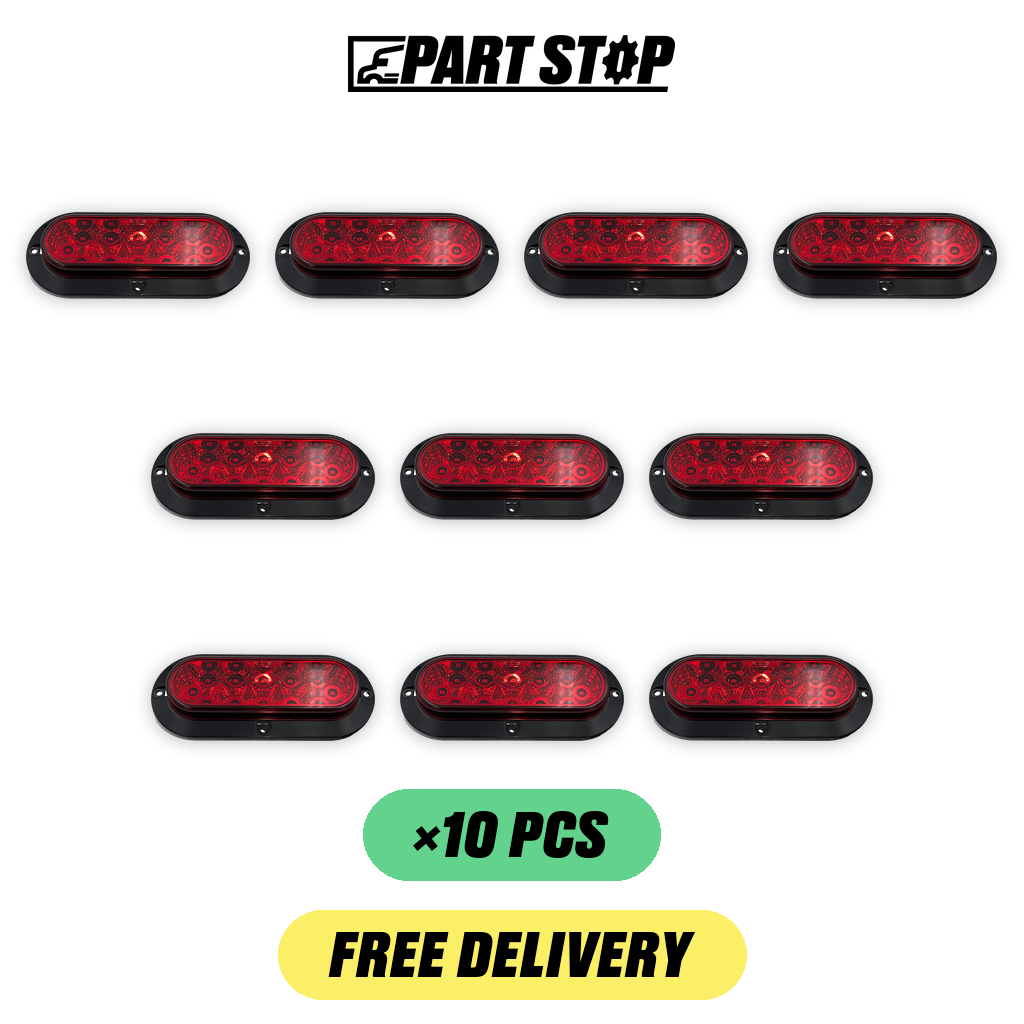 Nilight TL-01 6 inch Oval Red 10 LEDs Trailer Tail Light Sto — 10-Pack — pack photo 2