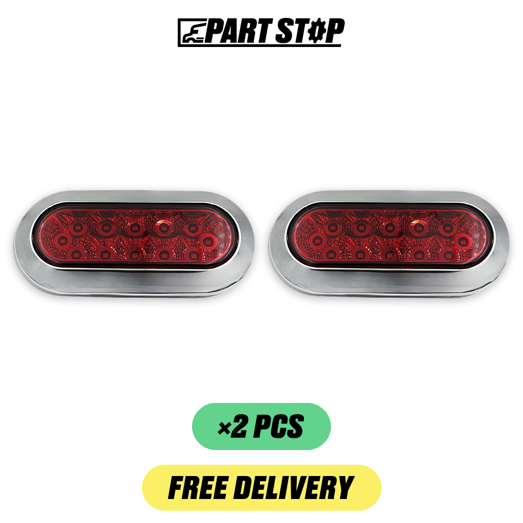 LED Oval Stop Turn Tail Light Kit 6-3/8" Red for Trucks Trai — 2-Pack — pack photo 2