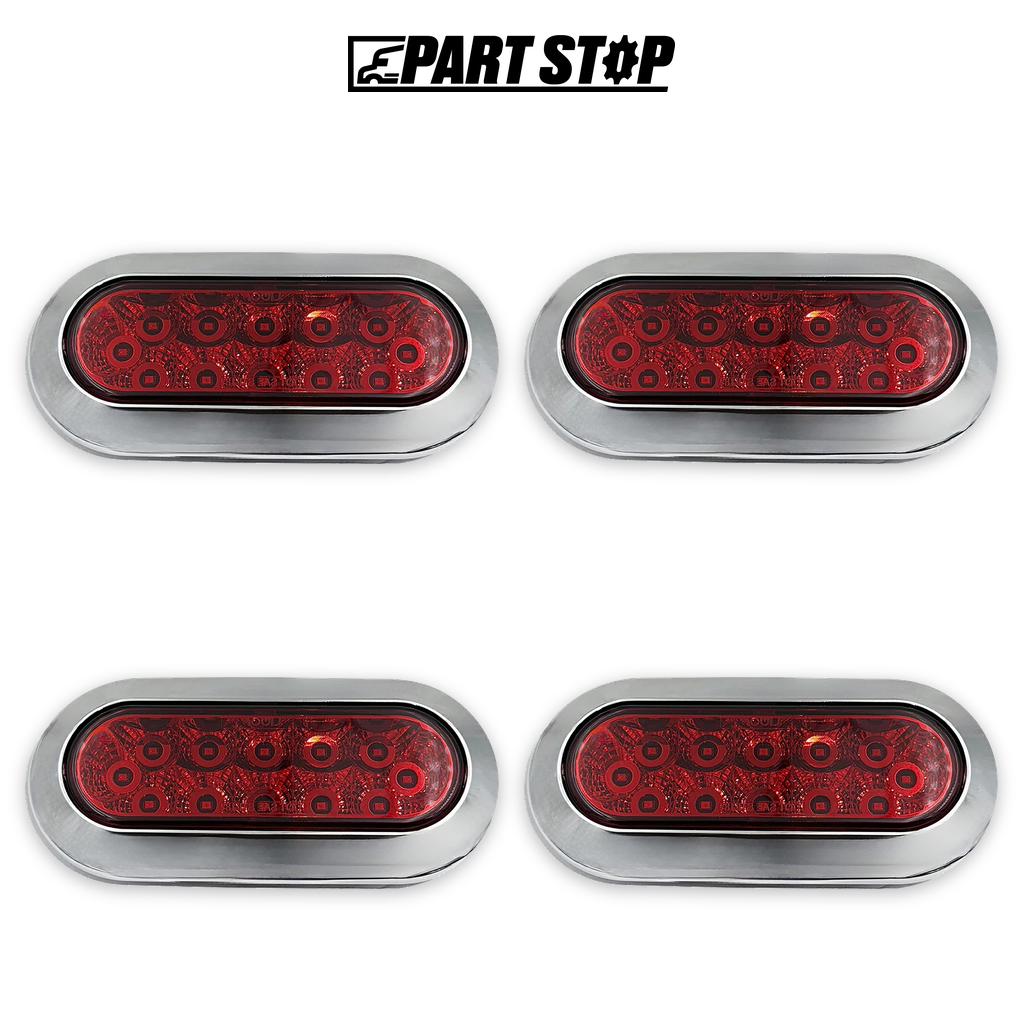 LED Oval Stop Turn Tail Light Kit 6-3/8" Red for Trucks Trai — 4-Pack