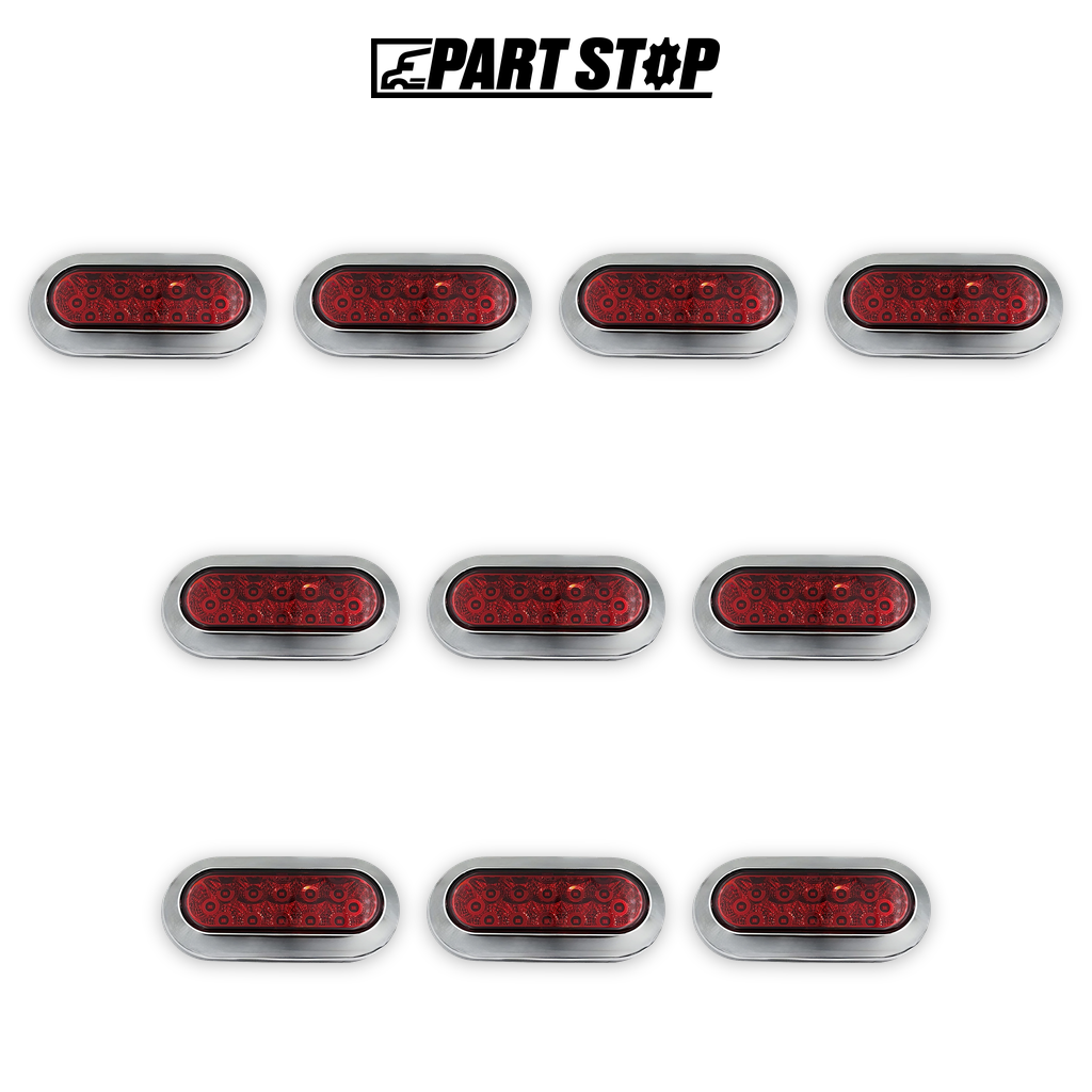 LED Oval Stop Turn Tail Light Kit 6-3/8" Red for Trucks Trai — 10-Pack