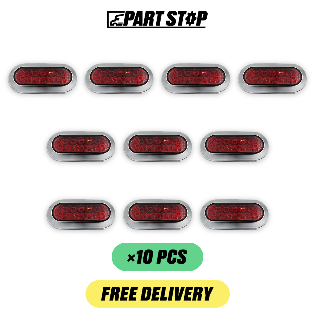LED Oval Stop Turn Tail Light Kit 6-3/8" Red for Trucks Trai — 10-Pack — pack photo 2