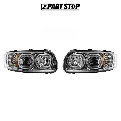 P54-6112-110 P54-6112-110R LED Headlight Chrome Housing Pair for Peterbilt