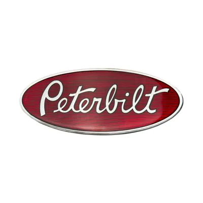 Peterbilt Oval Emblem Red Chrome Hood Grill Badge N53-6028 , PET-009-1