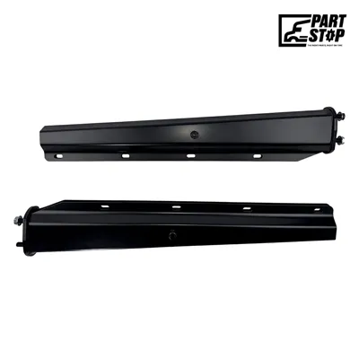 30" Straight Spring Loaded Mud Flap Hanger Pair Black Steel 2-1/2" Bolt Spacing 562.453
