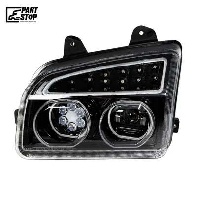 Left Driver Side Blackout Full LED Headlight for Kenworth T880 (2014–2024+) - Integrated Halo DRL, Sequential Turn Signal, High/Low Beam, DOT/SAE Approved