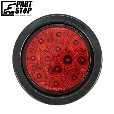LED Trailer Tail Light, Stop Tail Turn Backup, 4 Inch Round Red/Clear, 12V